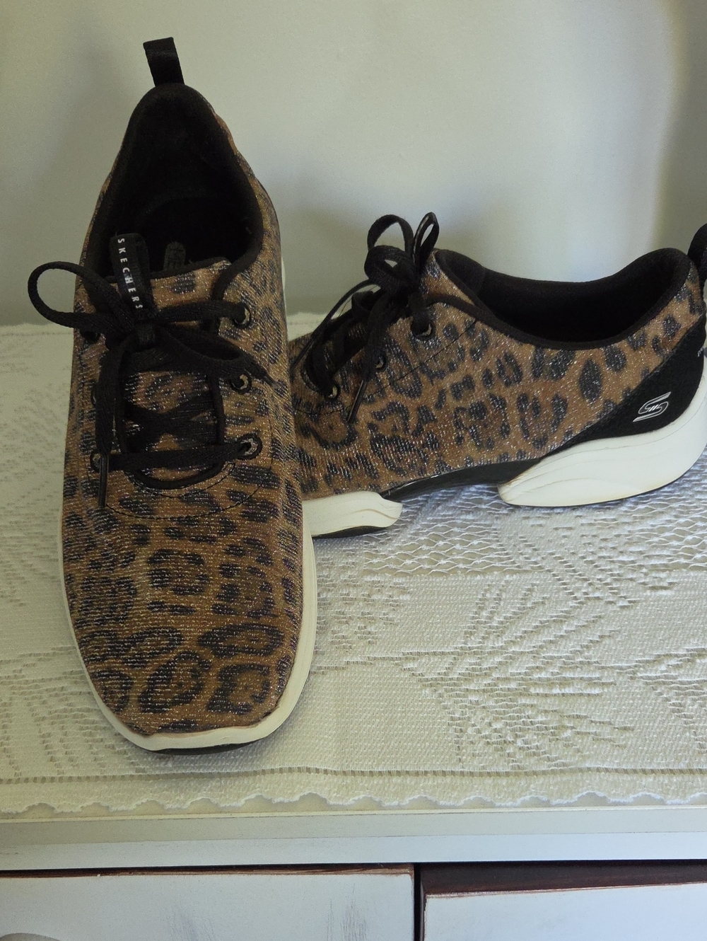 Skechers Women's Leopard-Print Slip-On Athletic Sneakers - Tan/Black